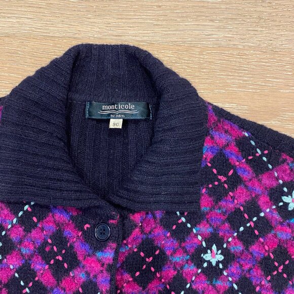 Black Floral Cardigan with Collar - Picture 3 of 4